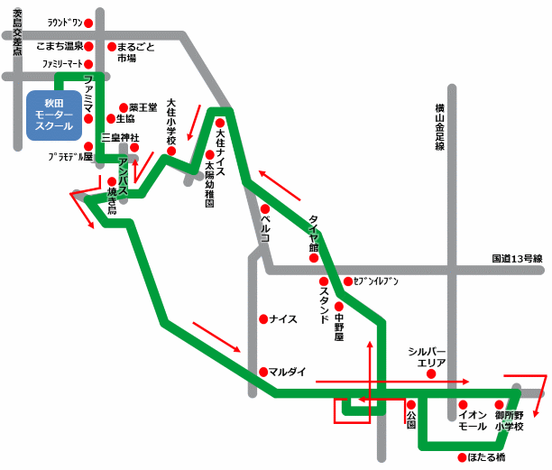 御所野・仁井田・大住方面地図
